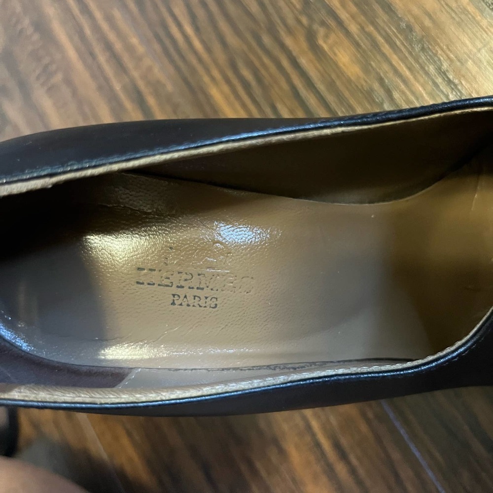 Hermes Clou de Selle Accent Black Leather Pumps Women's Size 37 - Picture 5 of 8